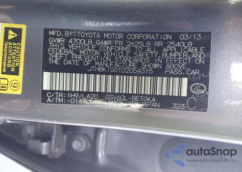 2013 Lexus Es 350 из США, поврежденный, VIN JTHBK1GG1D2054315